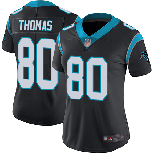 Carolina Panthers Limited Black Women Ian Thomas Home Jersey NFL Football #80 Vapor Untouchable->women nfl jersey->Women Jersey